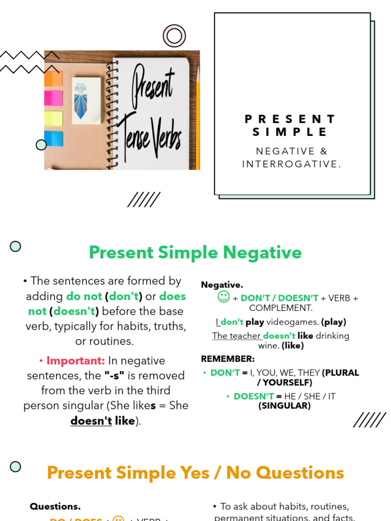 Present Simple Negative & Question Forms. (Apunte) | PDF