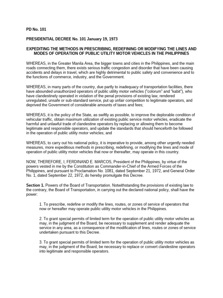 Presidential Decree No 101 | PDF | Government | Justice