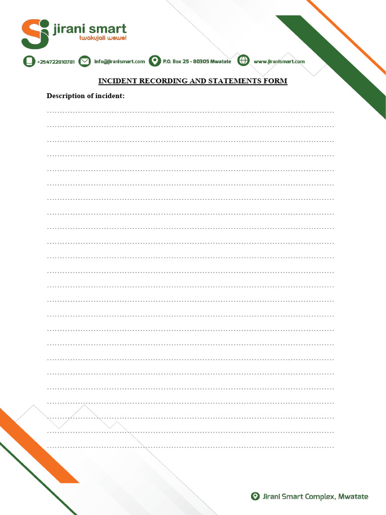Incident Recording and Statements Form | PDF