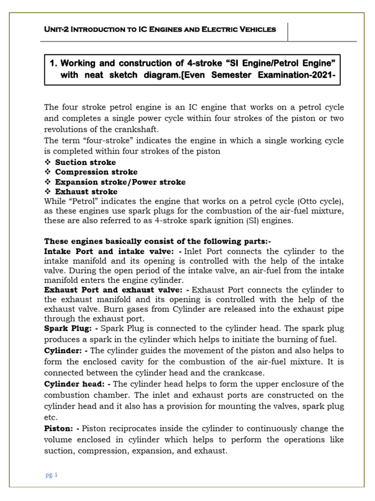 Introduction To IC Engines and Electric Vehicle | PDF | Internal ...