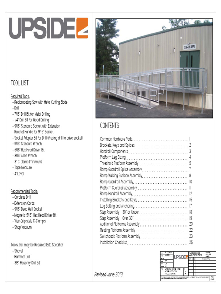 UPSIDE Ramp and Step Assy Instructions REV B | PDF | Drill | Screw