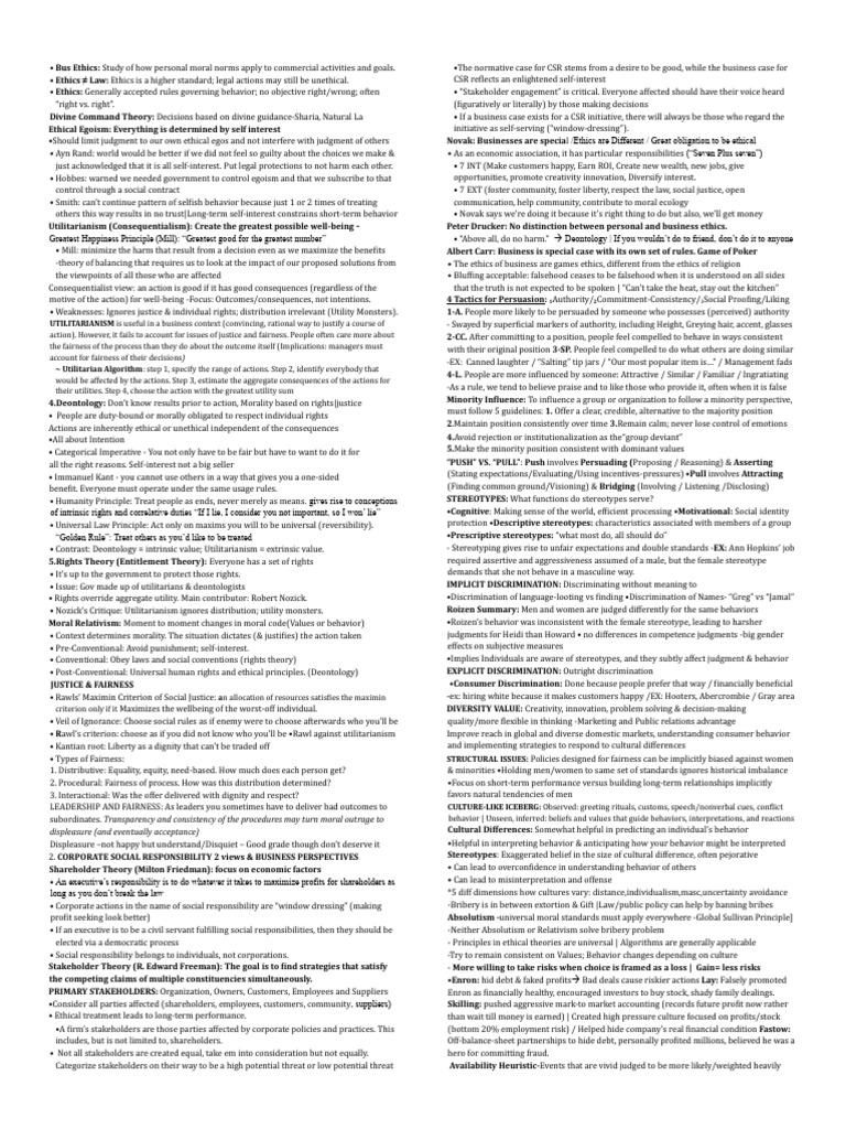 Bus102 Midterm Cheat Sheet #2 | PDF | Justice | Crime & Violence