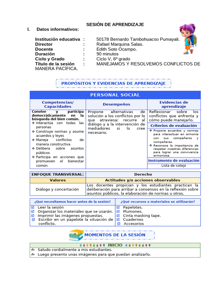Sesiones de Aprendizaje - Semana 3 | PDF