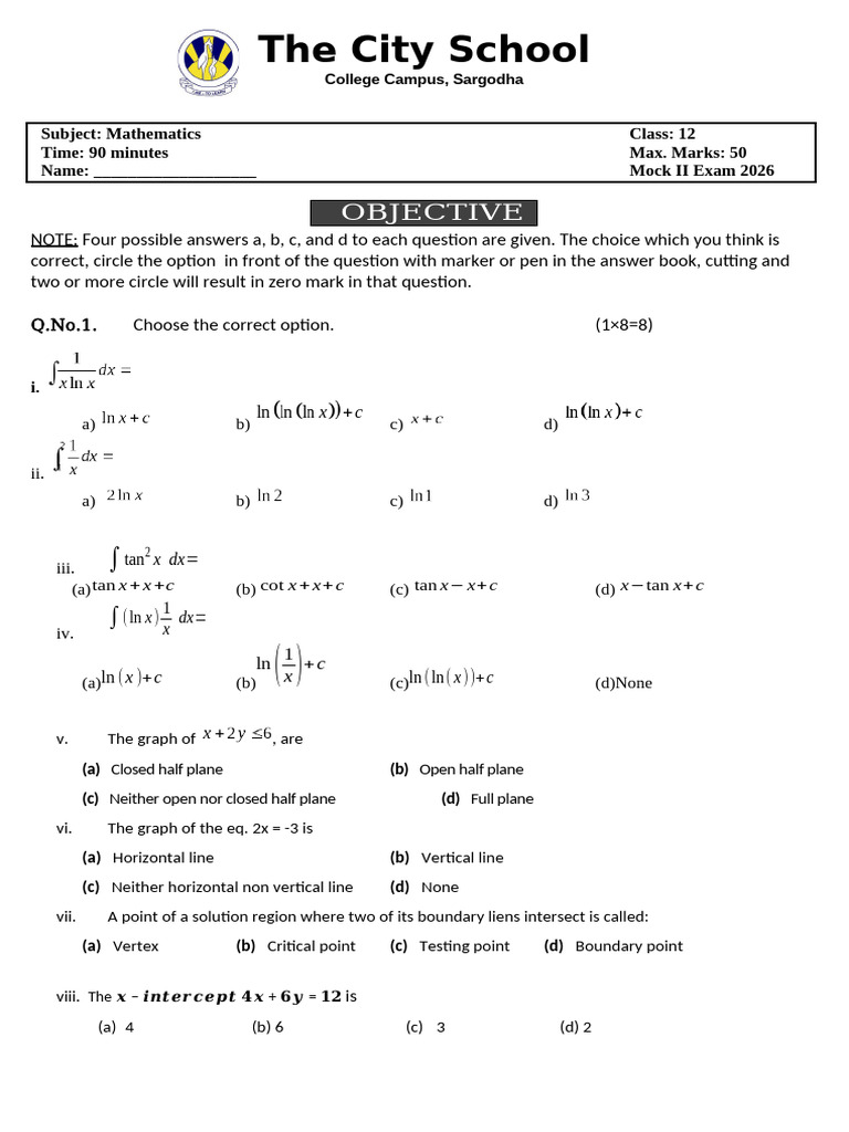 2 Math-2nd Year CH 3,5 2025-26 33% Syllabus | PDF | Inequality ...