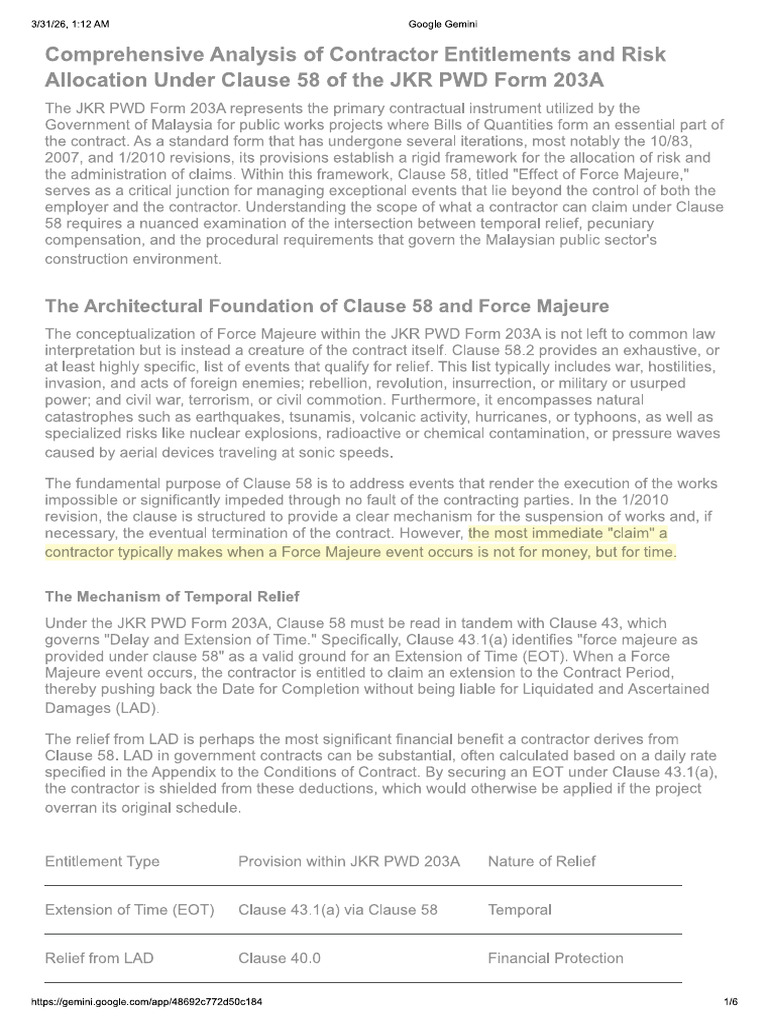 Claims Under PWD203A Clause 58 | PDF | Expense | Damages