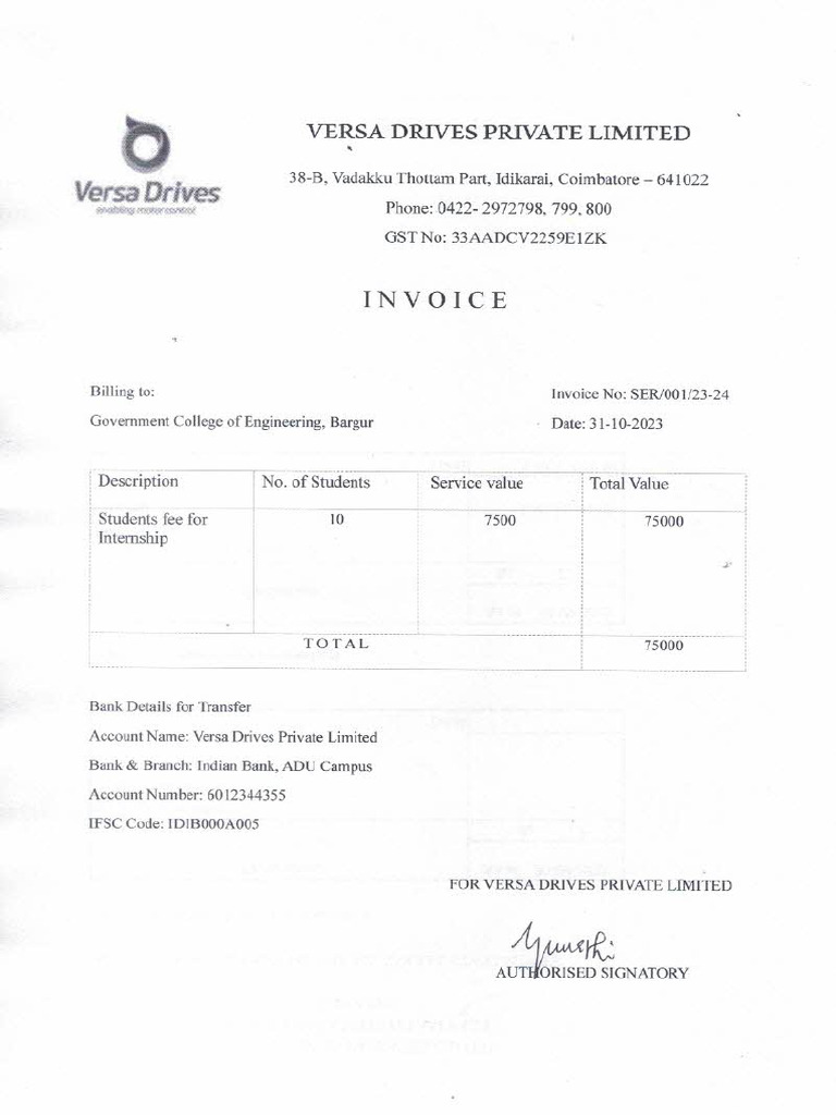 Internship Invoice S | PDF