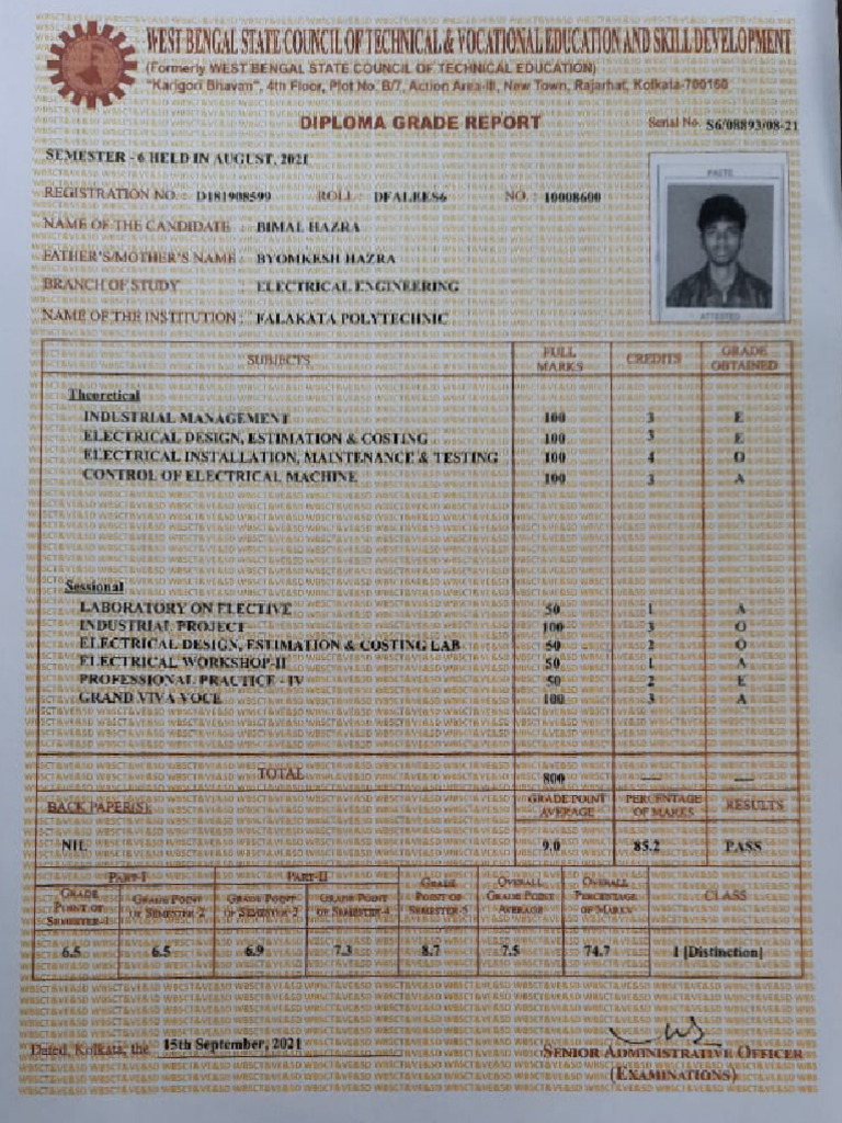 Diploma Marksheet 2021 | PDF