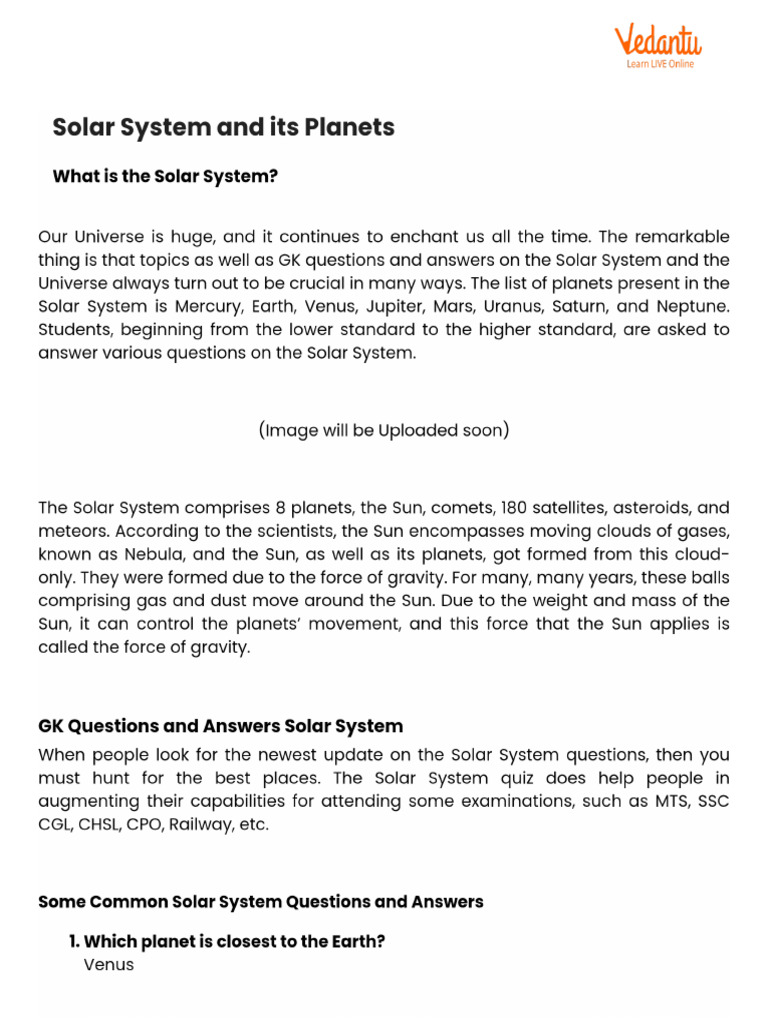 Solar System and Its Planets | PDF