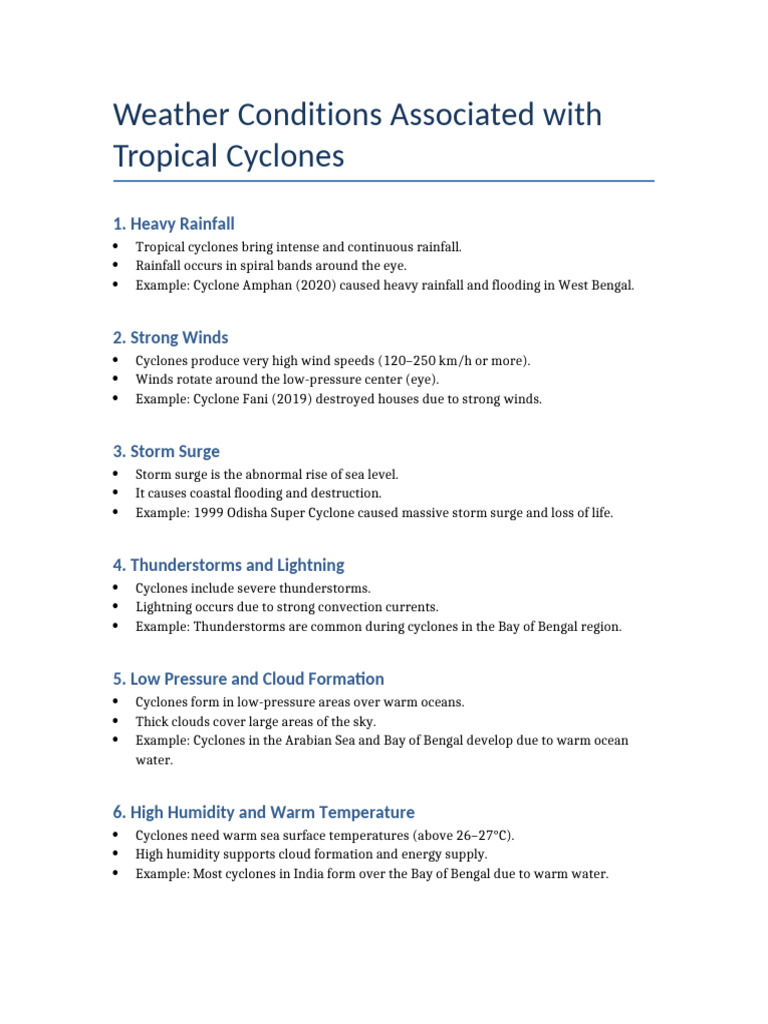 Tropical Cyclone Weather Conditions | PDF