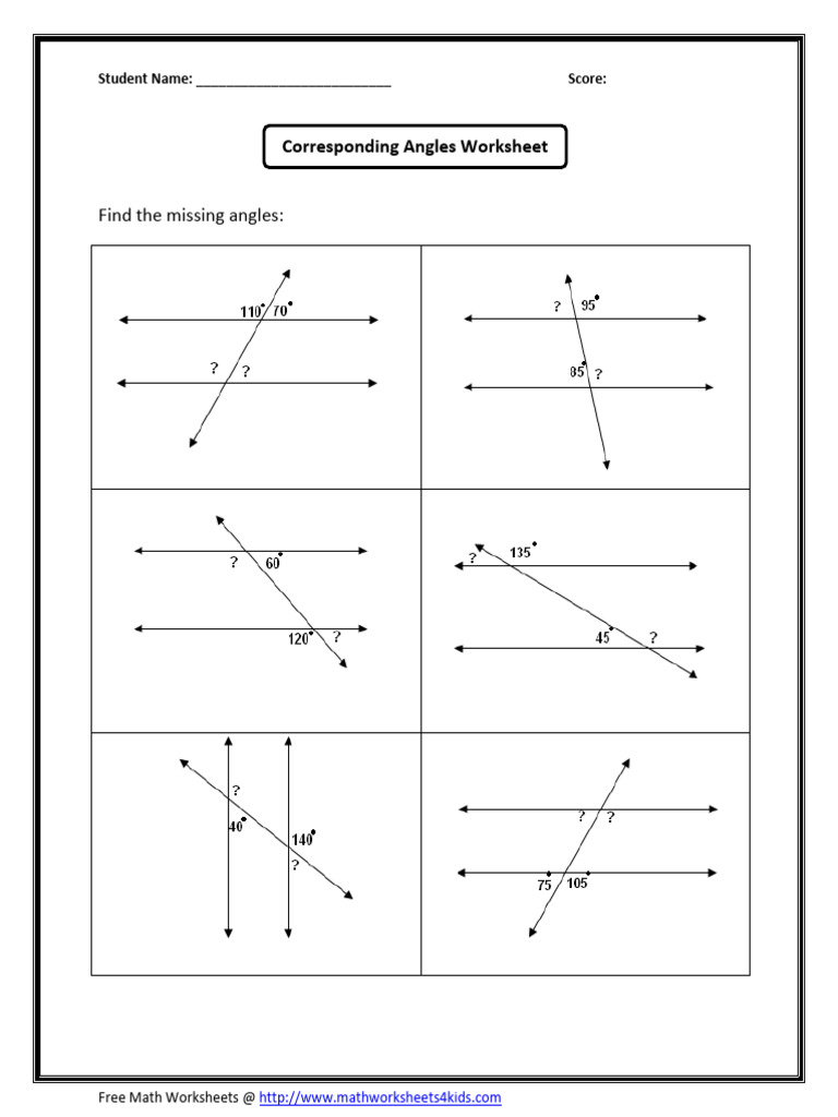 Corresponding Angles 1 | PDF