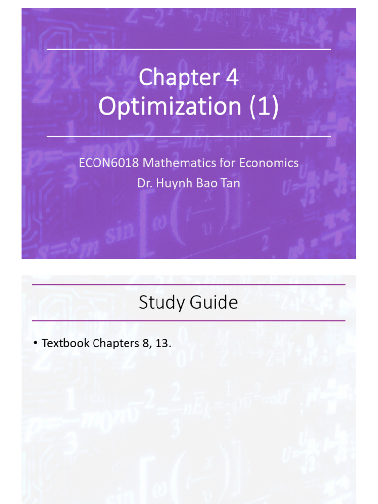 Chapter 4. Optimization (1) (Updated) Part 1 2 | PDF | Mathematical ...