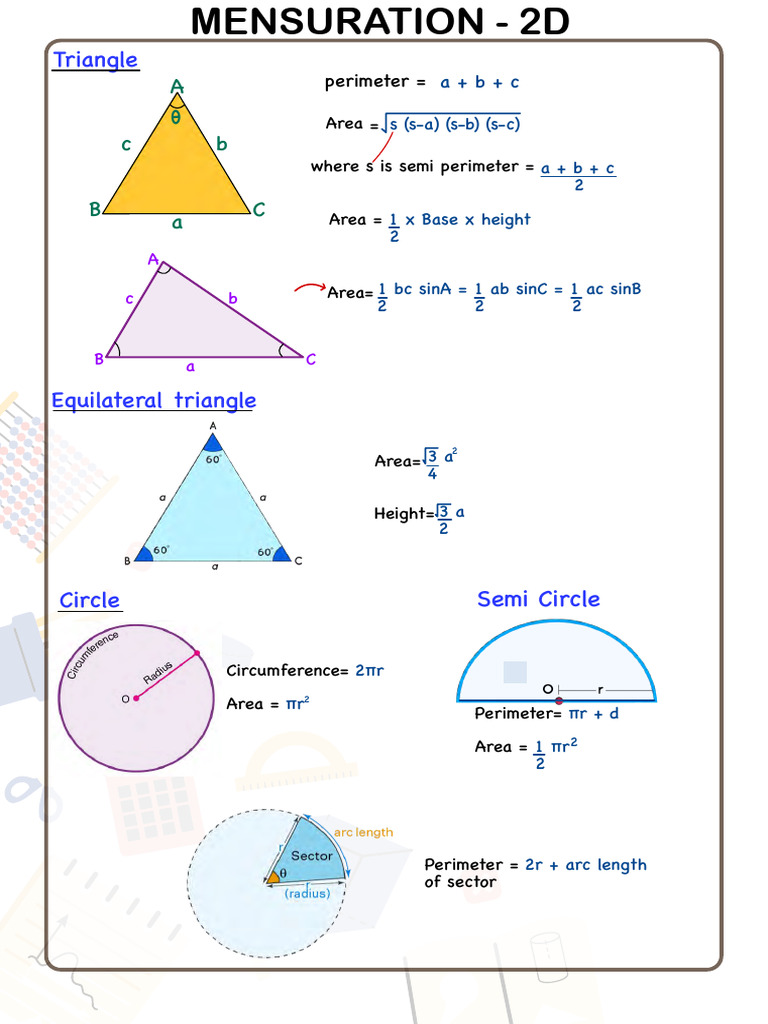2D & 3D Formula | PDF | Area | Elementary Geometry
