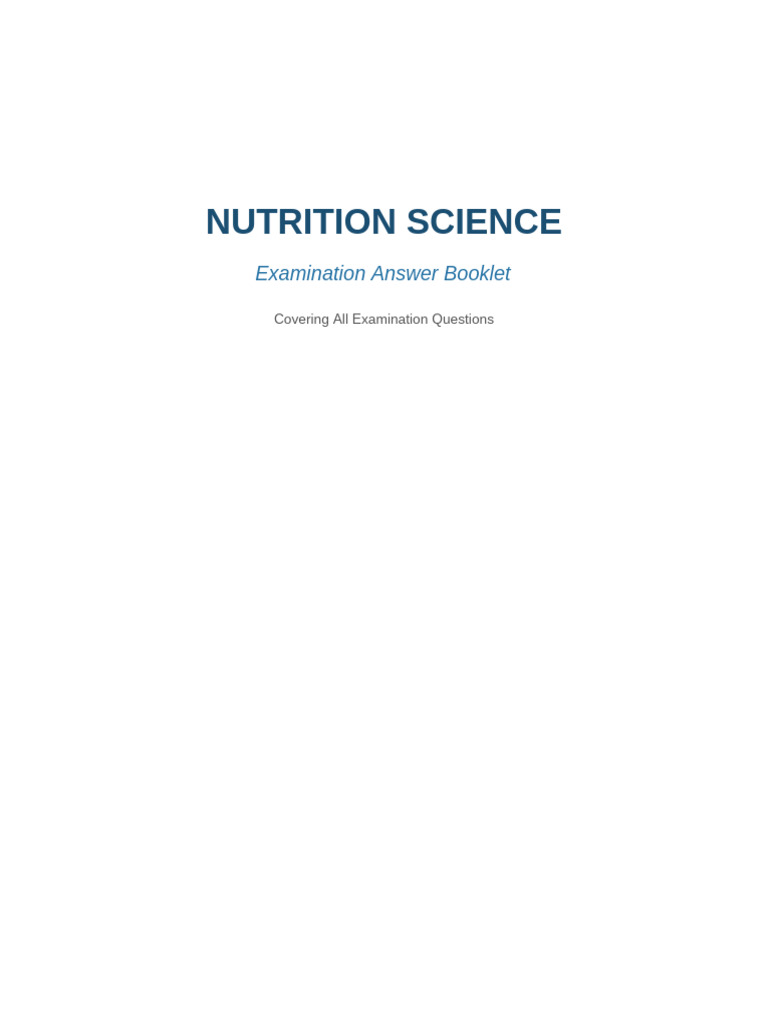 Nutrition Exam Answers | PDF | Carbohydrates | Diet & Nutrition