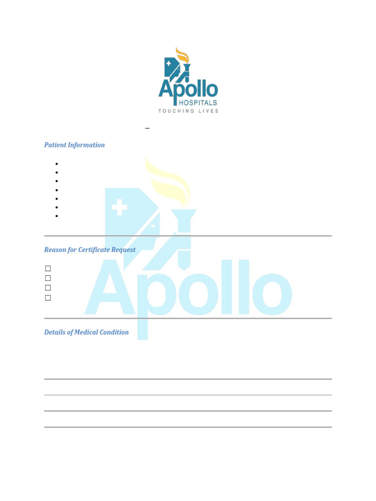 Apollo Medical Form | PDF