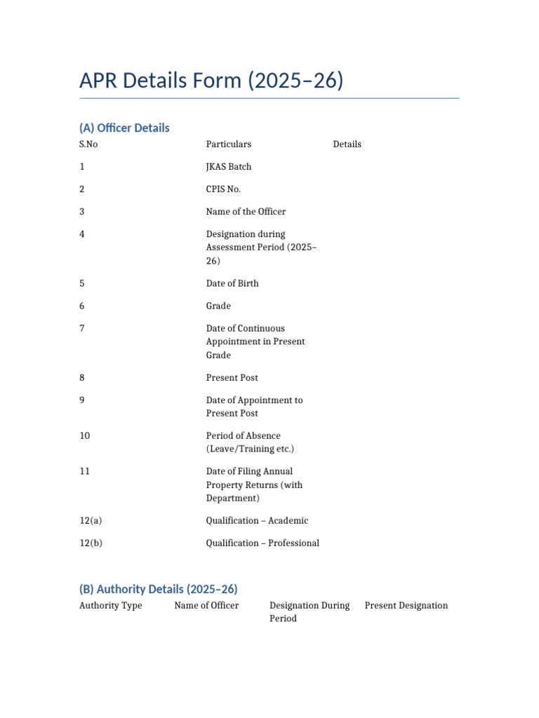 APR Form 2025 26 | PDF