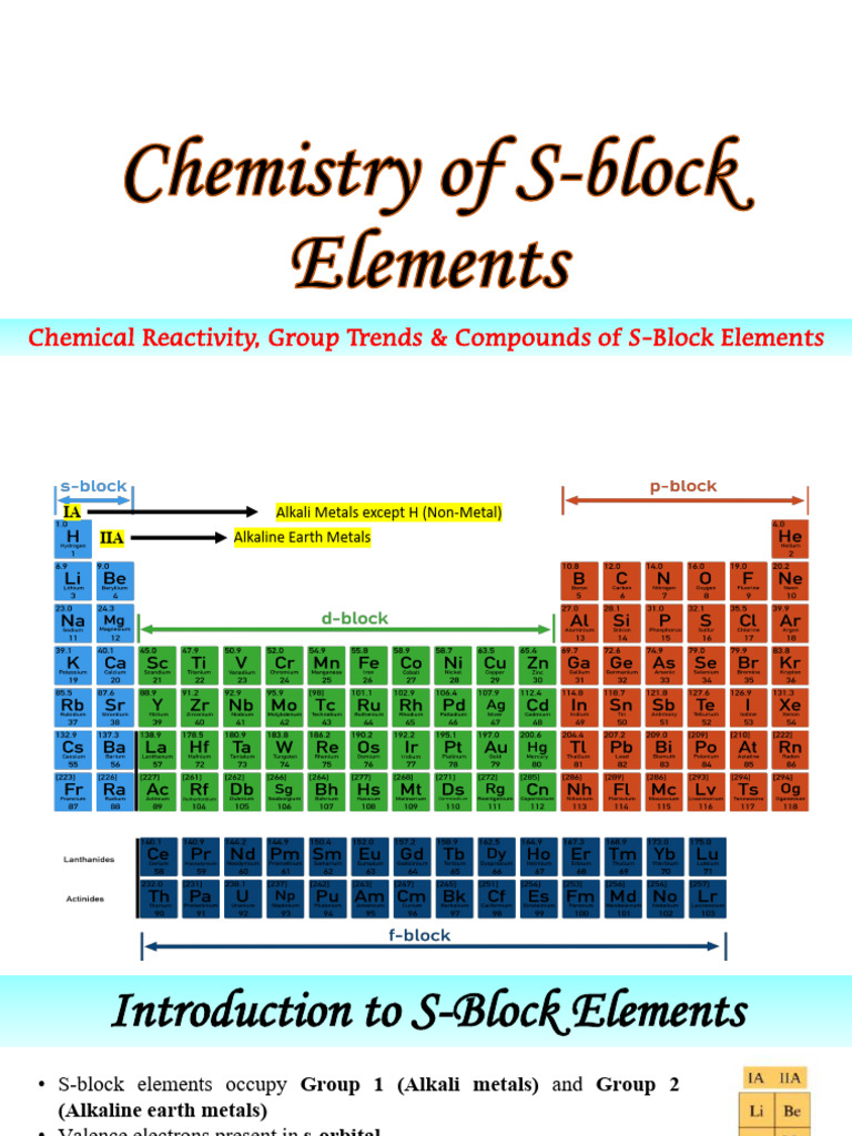Chemistry of S-Block Elements | PDF