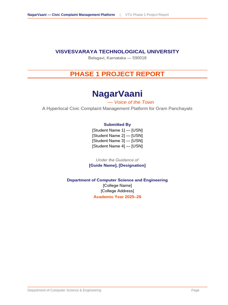 NagarVaani Phase1 Report | PDF | System | Web Application