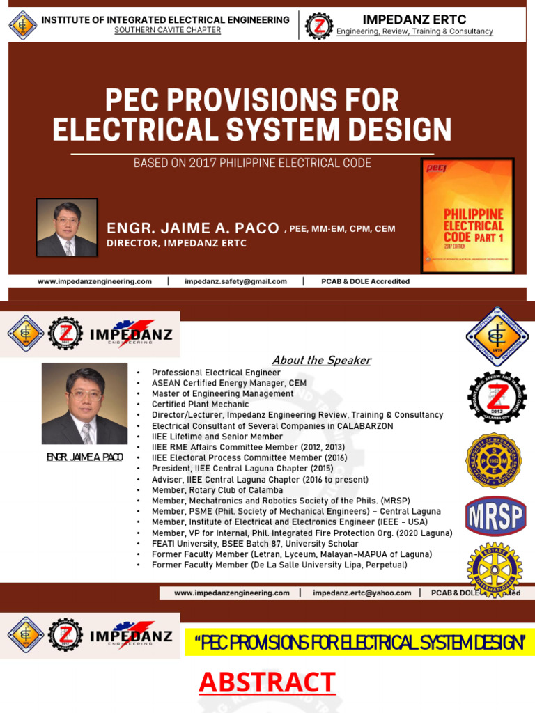 Pec 2017 Electrical System Design | PDF