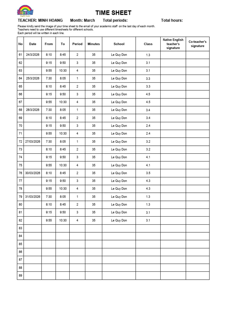 LQD Timesheet March | PDF