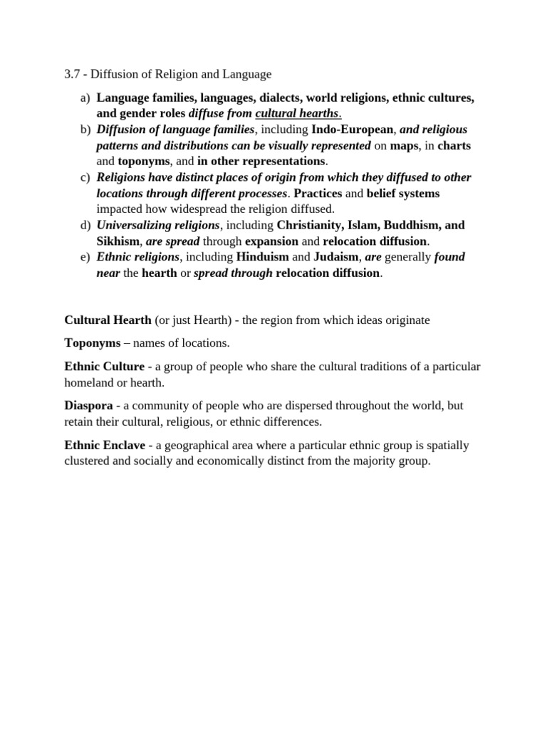 3.7 Notes Resource-1 AP HUMAN GEO | PDF | Monotheism | Polytheism