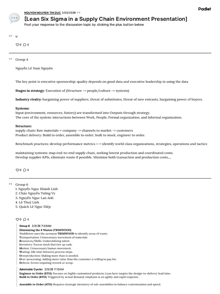 Padlet - Lean Six Sigma in A Supply Chain Environment Presentation | PDF