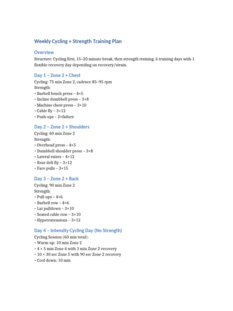 Tejas Weekly Training Plan | PDF