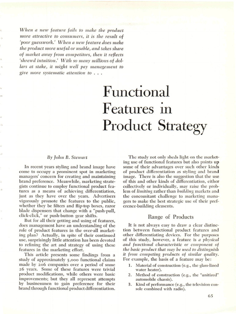 Functional Features in Product Strategy | PDF | Market Segmentation ...