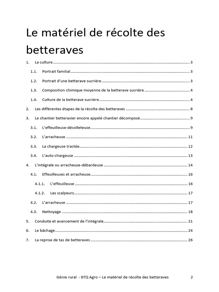 Le Matériel de Récolte Des Betteraves | PDF | Betterave sucrière | Sucre