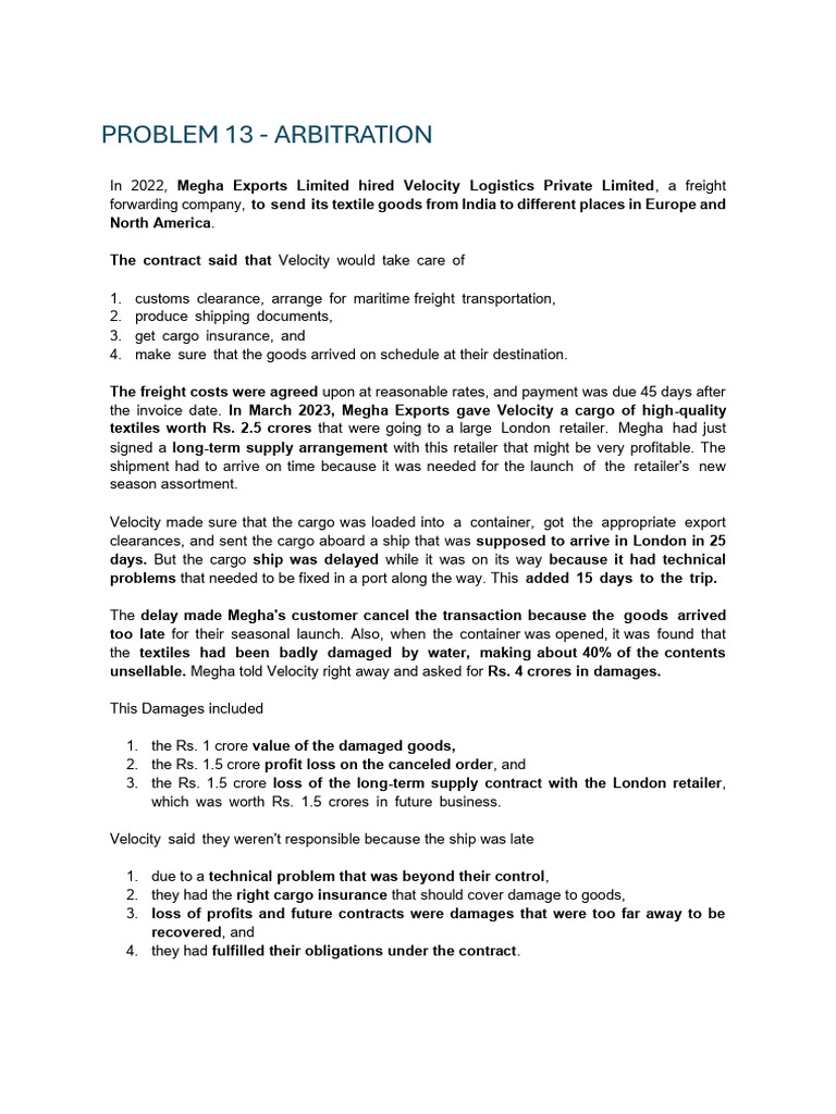 Normal Arbitration Proceedure Simulation | PDF | Damages | Negligence