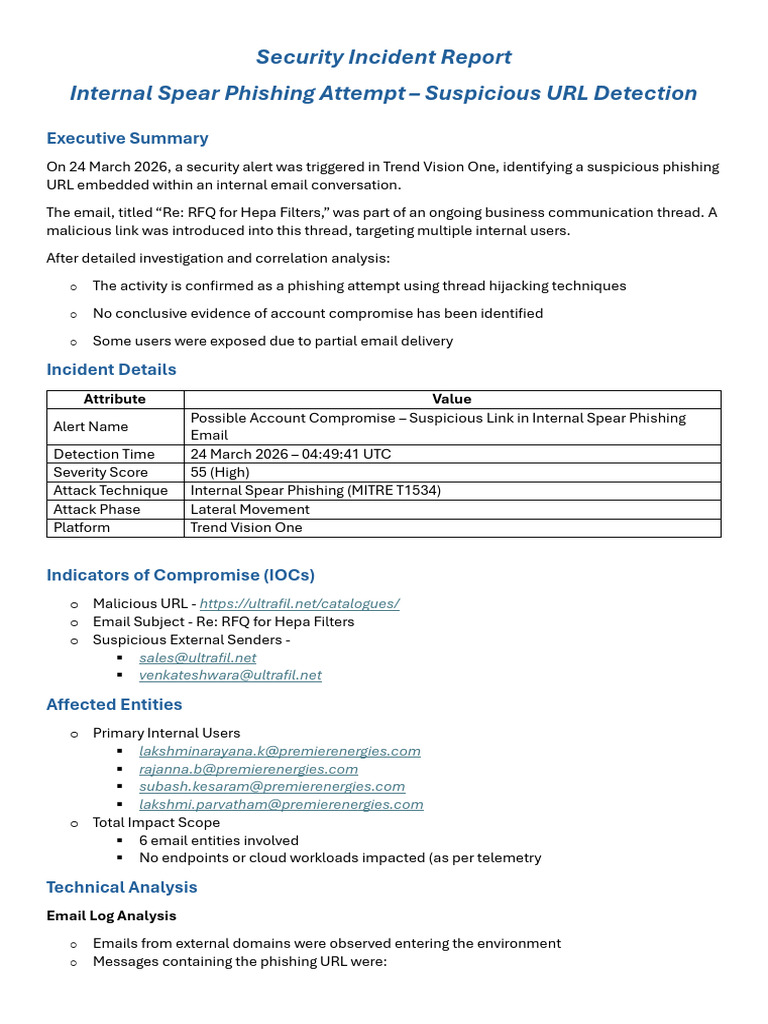 Security Incident Report | PDF | Phishing | Malware