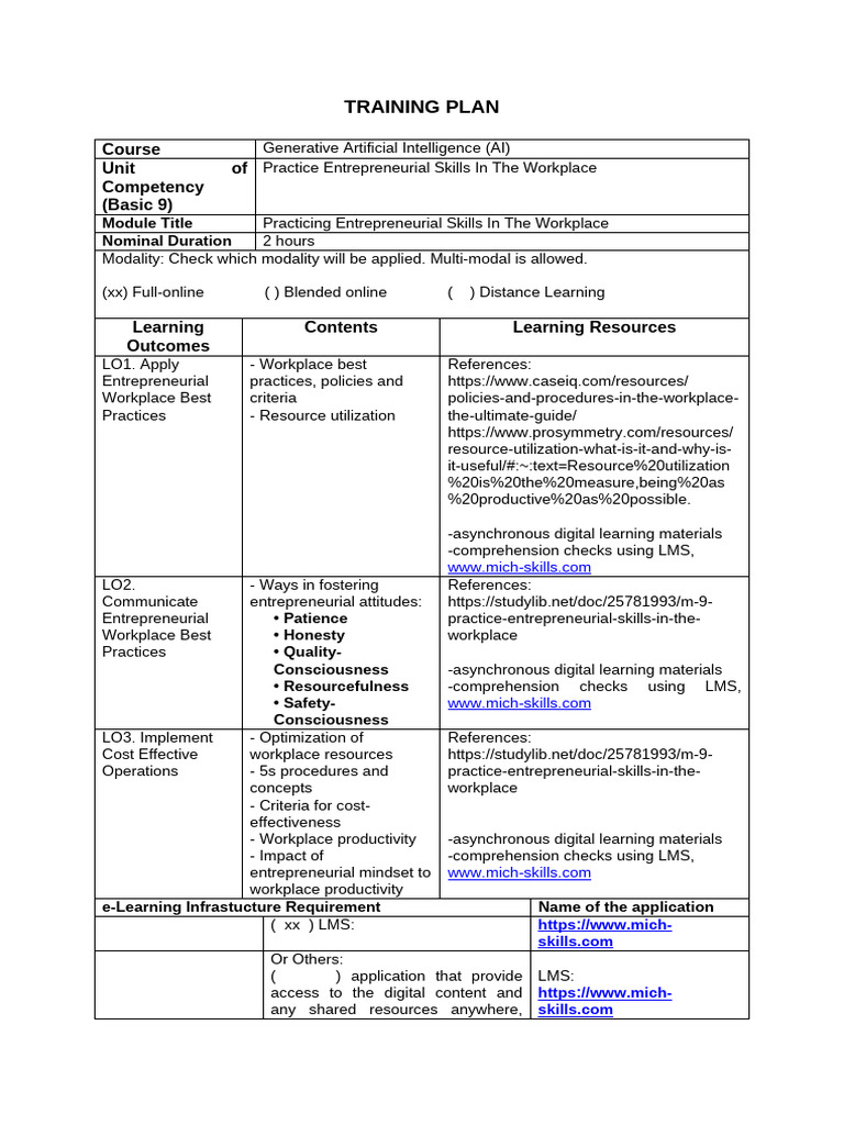 Training Plan Basic 9 | PDF