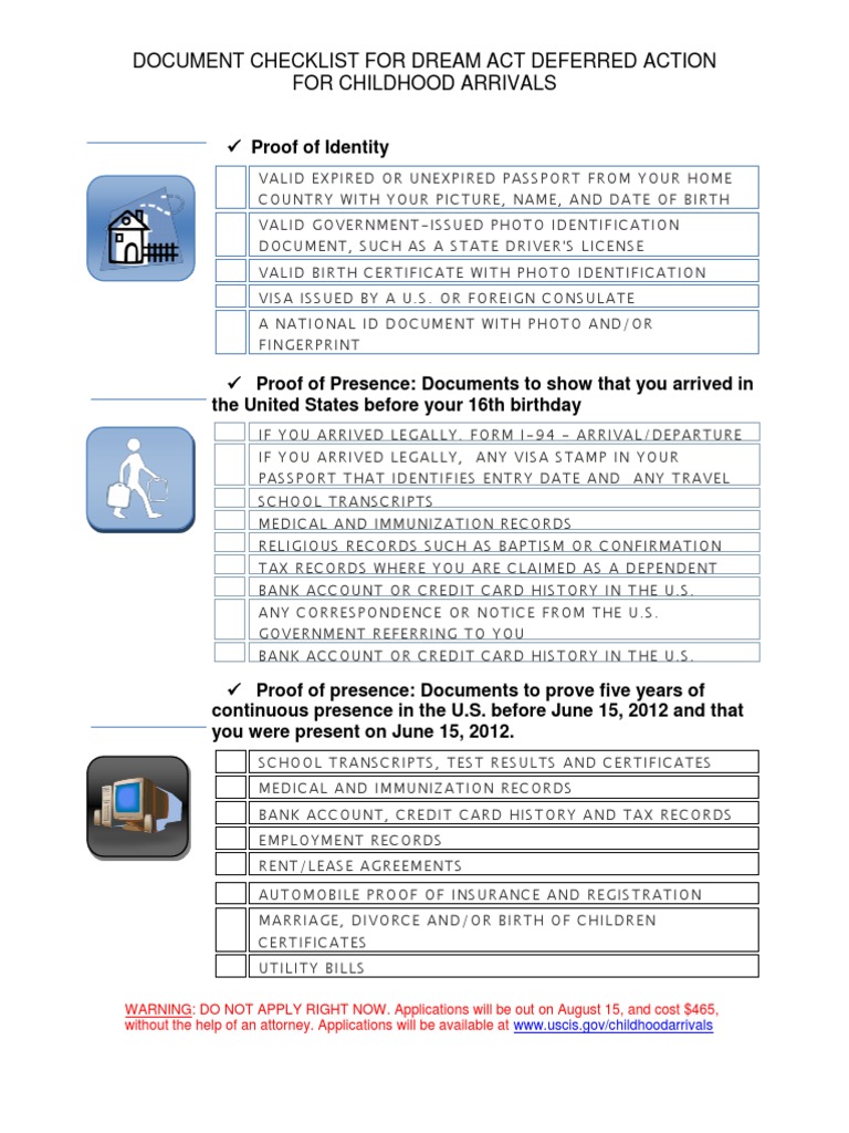DACA Document Checklist Cultural Geography Illegal Immigration To