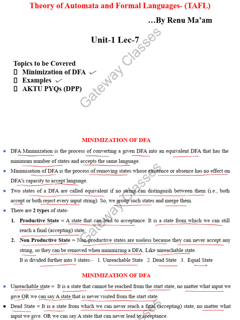 TAFL U 1 Lec 7 Notes | PDF