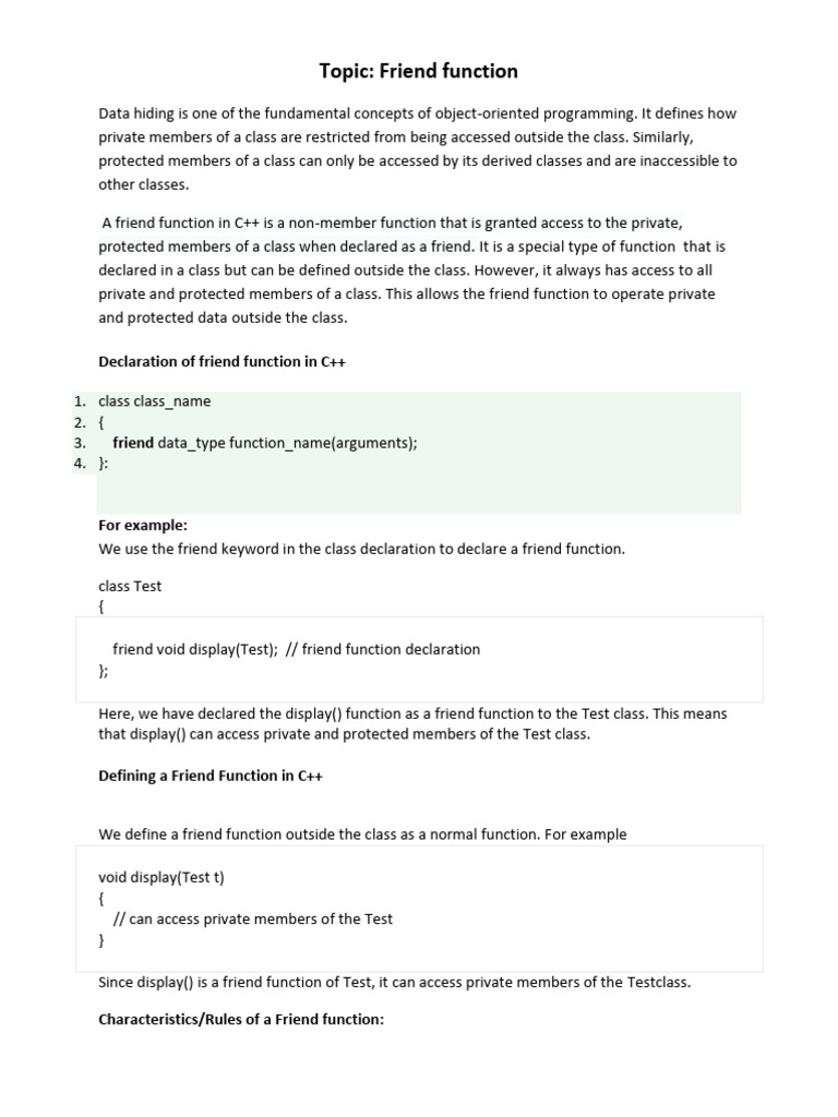Friend Function and Static Function Unit 3 | PDF | Method (Computer ...