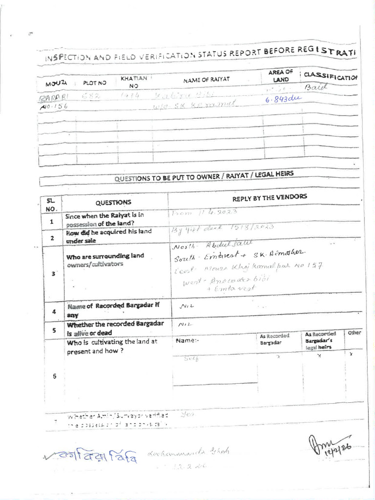 Field Inspection Report - Kabira Bibi | PDF