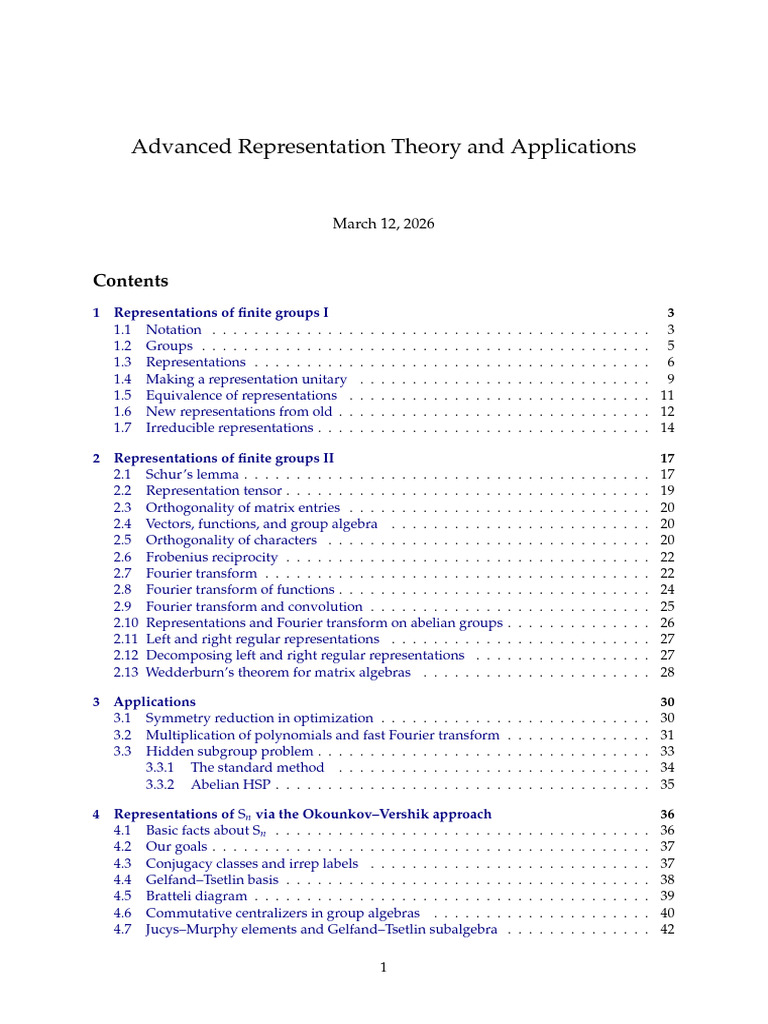 Advanced Representation Theory and Applications | PDF | Representation ...