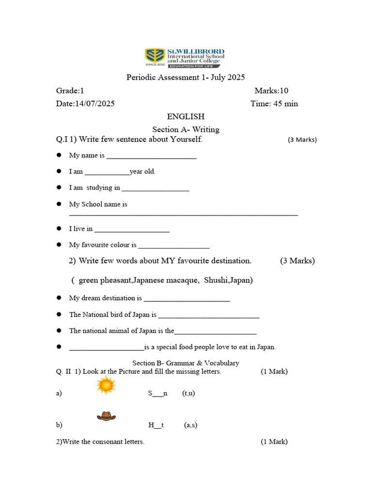 Grade 1 English | PDF