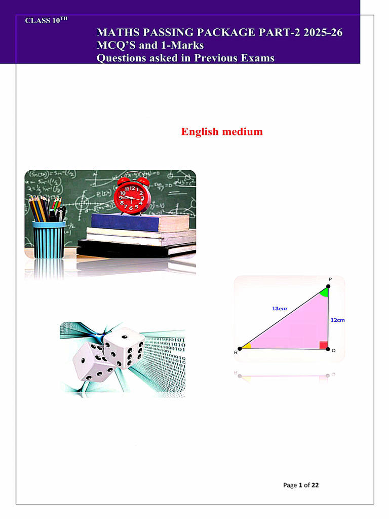 Mathematics MCQ's and 1-Marks | PDF