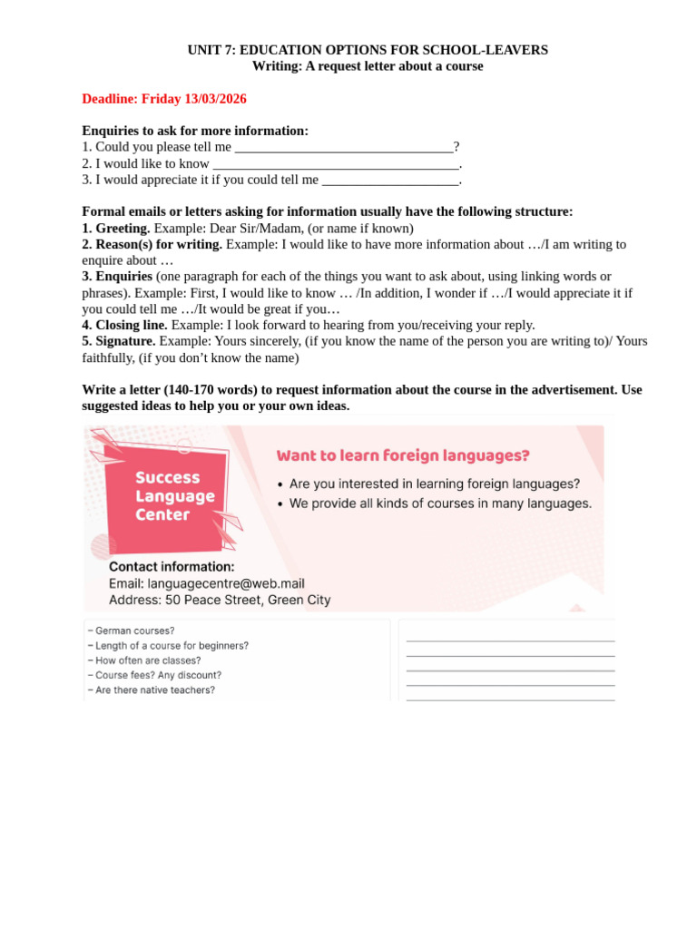 UNIT 7 Writing | PDF