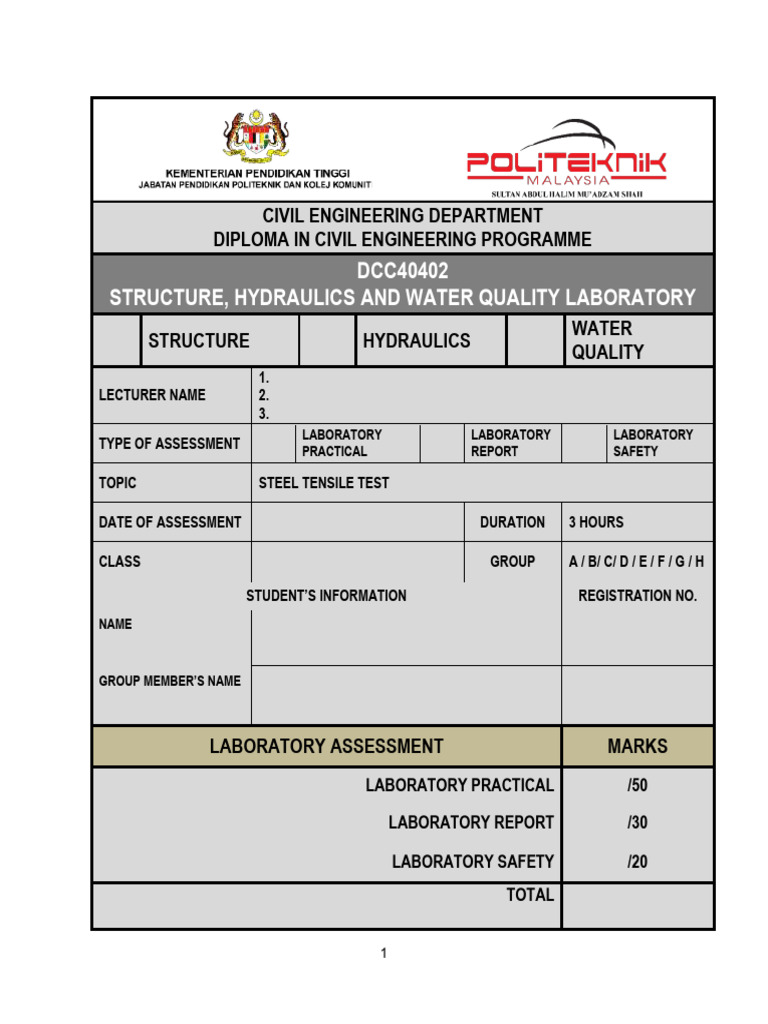 Lab Report Structure (Steel Tensile Test) | PDF