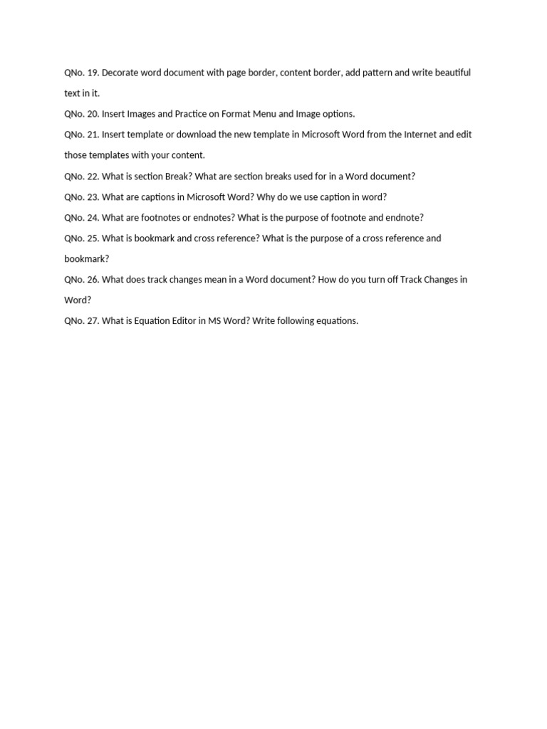 Ms Word Questions | PDF