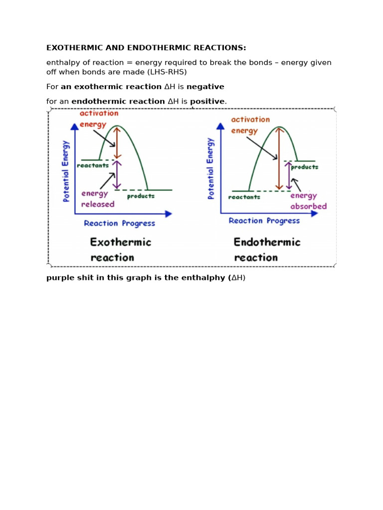 Exothermic and Endothermic Reactions | PDF