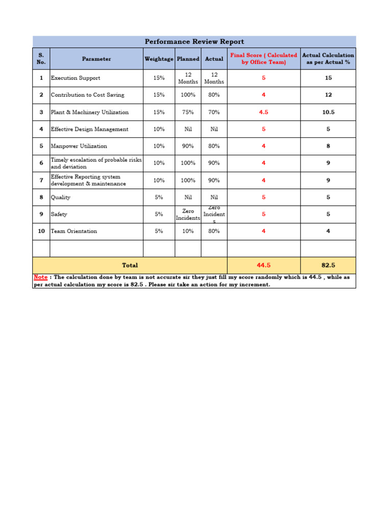 Performance Review Report | PDF