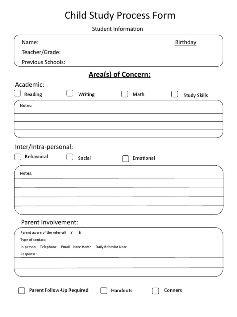 Child Study Process Form Template | PDF | Wellness | Science & Mathematics