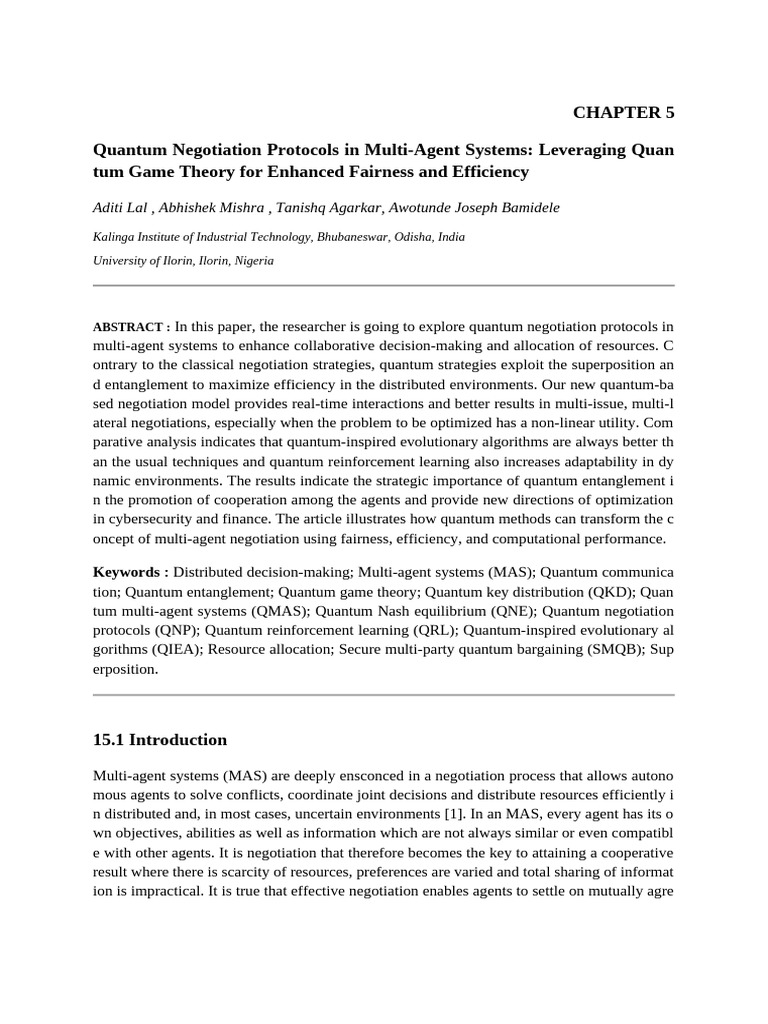 Chapter 5 - Quantum Negotiation Protocols For Multiagent Systems | PDF ...