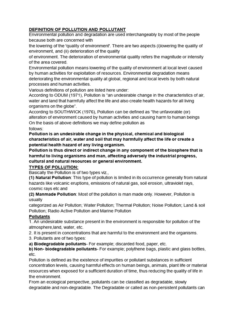 Unit 3-Air Quality, Air Pollution and Control, Noise - Pollution | PDF ...