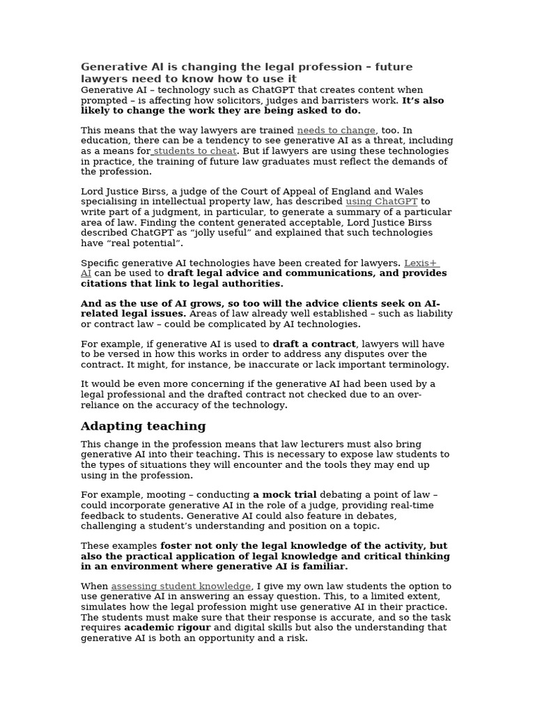 Generative AI For Lawyers | PDF | Artificial Intelligence ...