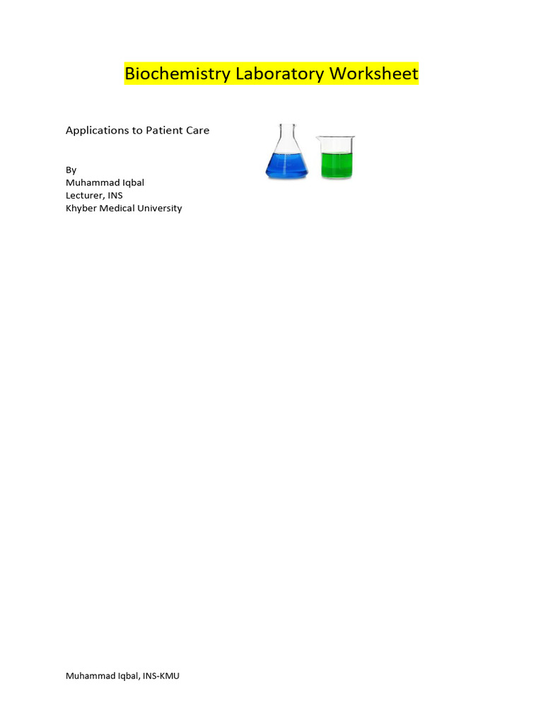 Biochemistry Lab Worksheet by M Iqbal PDF | PDF