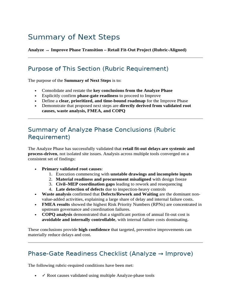 Summary of Next Steps | PDF