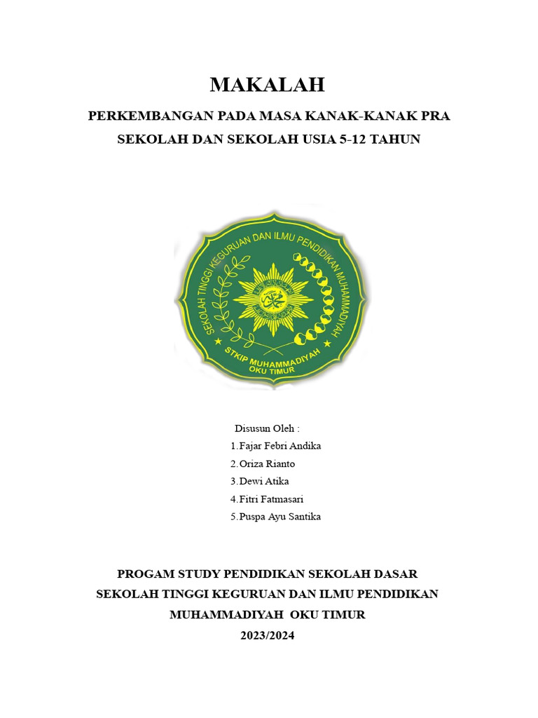 Makalah Perkembangan Pra Dan Sekolah Anak | PDF